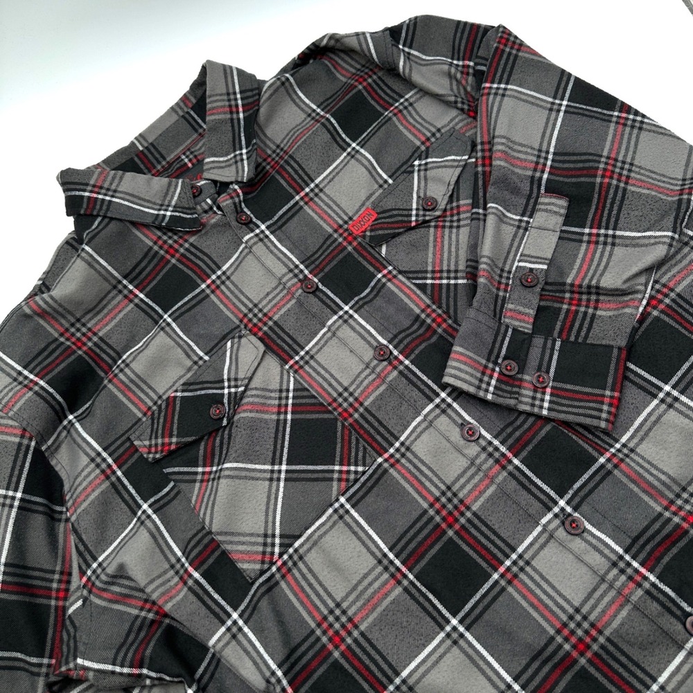 Dixxon Flannel Co Shirt Mens 3X Grey Black Red Plaid Excellent Heritage D-Tech